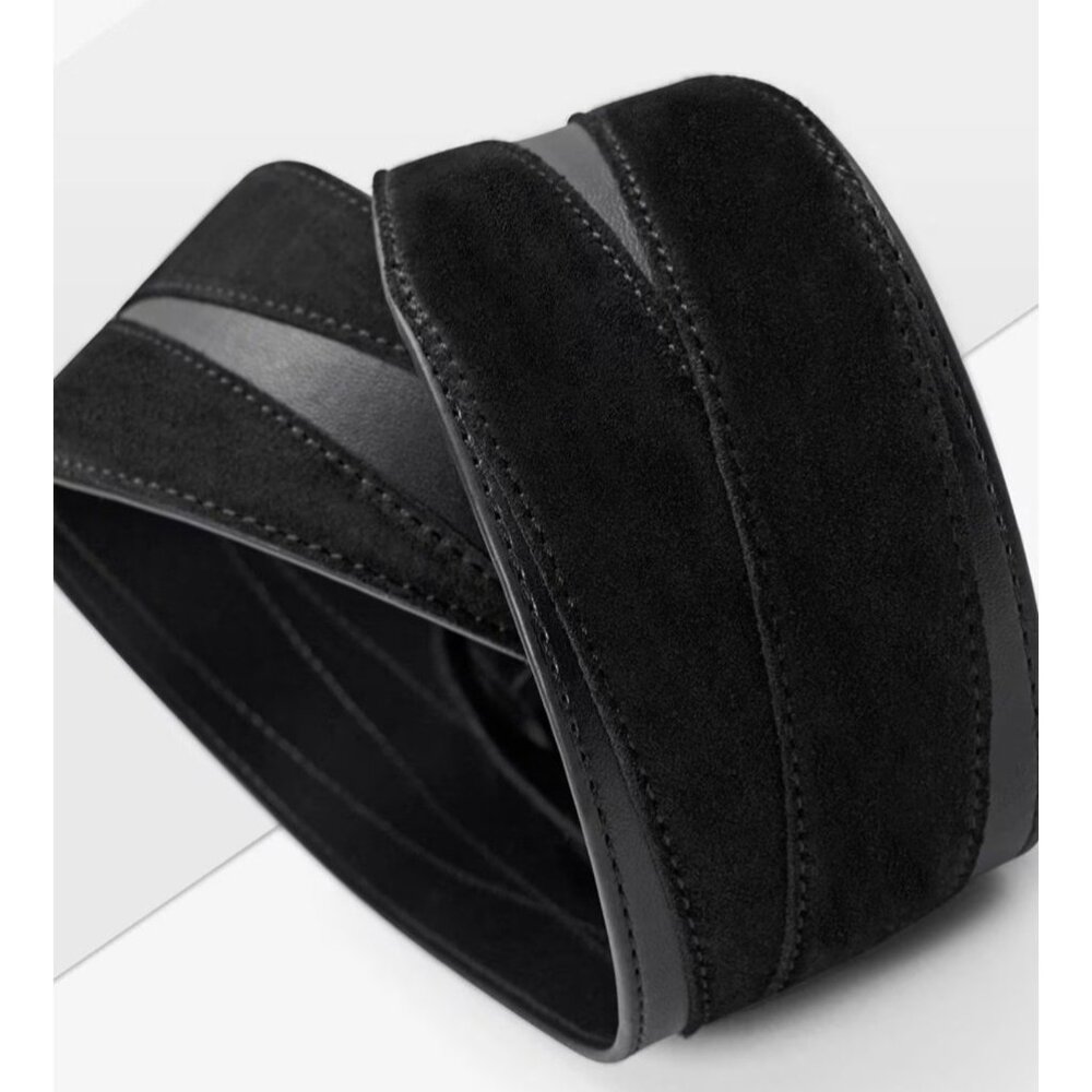 WHBM Black Suede / Leather Wrap Tie Obi Belt White House Black Market